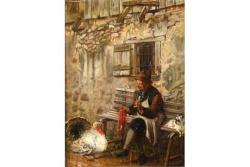 KAUFFMANN Max 1846-1913,Pfeifenraucher mit Puter,Mehlis DE 2015-08-27
