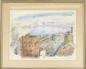 KAUFMAN ENIT 1897-1961,New York with the Brooklyn Bridge in the background,Eldred's US 2016-02-27