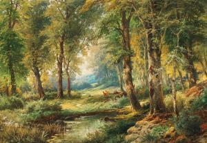 KAUFMANN Adolf 1848-1916,A wooded landscape with a roe deer,Palais Dorotheum AT 2023-09-07