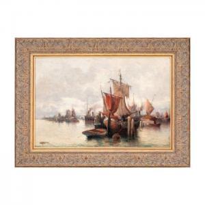 KAUFMANN Karl 1843-1905,Boats in the Harbor,Artmark RO 2024-04-10