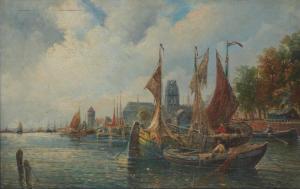 KAUFMANN Karl 1843-1905,Fishing boats in Italy,John Moran Auctioneers US 2024-04-10