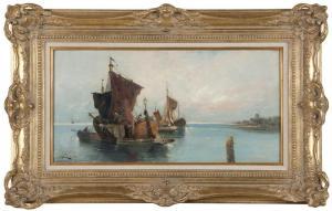 KAUFMANN Karl 1843-1905,Fishing Boats near Dieppe,John Moran Auctioneers US 2013-02-05