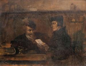 KAULBACH Hermann,Zwei Herren beim Studium von Briefen in einer Szen,Palais Dorotheum 2023-11-22