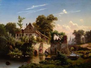 KAUTSKY Johann 1827-1896,Summer Evening (Village of Zákup),1856,Galerie Kodl CZ 2019-05-26
