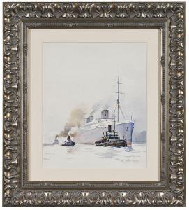 KAUTZKY Theodore 1896-1953,Ship and Tug,Brunk Auctions US 2021-04-08