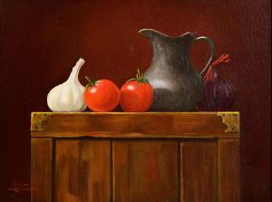 KAVANAGH Paul 1946,Pewter Jug, Garlic, Tomatoes and Red Onion,Morgan O'Driscoll IE 2024-01-29