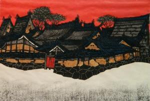 KAWADA Kan 1927-1999,Red Wall In Village,1970,Rachel Davis US 2018-12-08