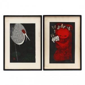 KAWANO Kaoru 1916-1965,Two Japanese Woodblock Prints,20th century,Leland Little US 2019-06-29