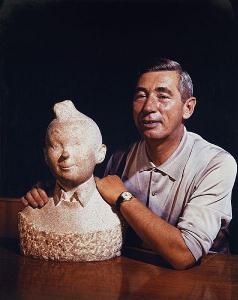 KAYAERT Robert 1920-2007,Portrait d'Hergé au buste de Tintin,1964,Horta BE 2017-05-22