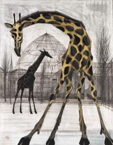 KAYAMA Matazo 1927-2004,Dobutsuen, kirin (Zoo, giraffes),Christie's GB 2001-03-22