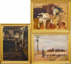KAYSER EICHBERG Carl 1873-1964,Hirte mit Herde / Stallinterieur / Bei de,Scheublein Art & Auktionen 2023-05-12