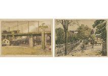 KAZUMA Oda 1882-1956,from 8 new views of subrub,1924,Mainichi Auction JP 2021-09-03