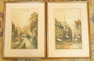 KEATS C.J. 1800-1900,A pair of city scenes,19th Century,Hansons GB 2022-01-12