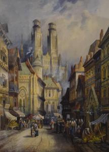KEATS Cecil Jack 1800-1900,Continental Townscapes,Rowley Fine Art Auctioneers GB 2022-01-15