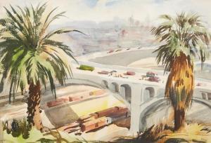 KECK Charles 1875-1951,Pasadena Freeway Bridge,1940,Bonhams GB 2019-11-25