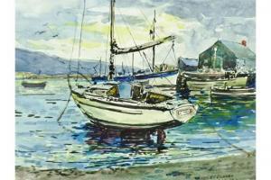 KEELEY BRAZIER ALFRED 1894-1979,Harbour scene with boats,1969,Rogers Jones & Co GB 2015-05-23
