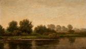 KEELHOFF Frans 1820-1893,Aube sur la rivière,Horta BE 2019-10-14