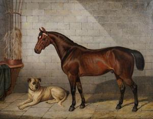 KEELING E.J 1856-1873,Cheval à l'écurie et un chien,Boisgirard - Antonini FR 2019-06-18