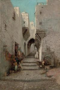 KEELING William 1860-1930,Street sellers by the well,1884,Christie's GB 2009-10-28