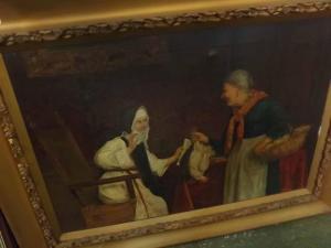 KEEN Edwin Rosling 1894-1975,Interior scene with seated nun, peasant woman hold,Keys GB 2016-08-06