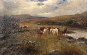 KEENE Elmer 1853-1929,Ponies in a Moorland River Landscape,John Nicholson GB 2020-06-12