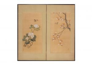Keibun Matsumura 1779-1843,A FOLDING SCREEN WITH FLOWER AND BIRD PATTERNS,Ise Art JP 2020-08-29