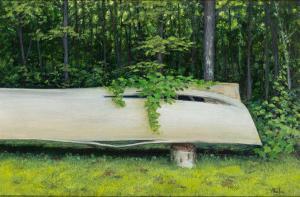 KEIFFER Joseph 1952,Canoe Resting along a Verdant Forest Edge,William Doyle US 2024-03-27