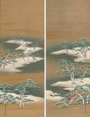 Keishu Sumiyoshi 1729-1797,Winter landscape with pine trees by the shore,Christie's GB 2007-03-20