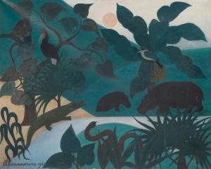 KELDER Alexandrine 1903-1980,Paysage aux Hippopotames,1967,William Doyle US 2022-09-14