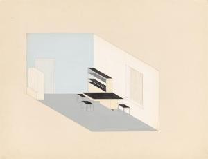 KELER Peter,Gestaltung eines Arbeitszimmers mit Regal und Tisc,1920,Villa Grisebach 2020-10-11