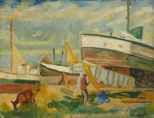 KELLER Edgar 1868-1932,Boatyard,John Moran Auctioneers US 2023-08-01