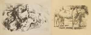 KELLER Henry George 1870-1949,Cart Horses Resting & Wild Horses,Rachel Davis US 2024-02-10