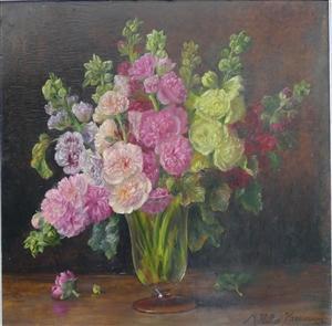 KELLER HERMANN Marie 1868-1952,prachtvoller Frühlingsstrauß in einer Glasvase,Georg Rehm 2021-07-15