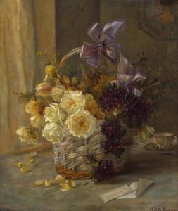 KELLER HERMANN Marie 1868-1952,Violets and Roses in a Basket,Palais Dorotheum AT 2022-12-12