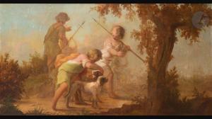 KELLER Johan Hendrik 1692-1765,Jeunes enfants chasseurs,1753,Ader FR 2023-03-17