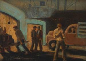 KELLEY Clyde Frederick 1886-1965,Shipyard,c. 1930,John Moran Auctioneers US 2022-01-18