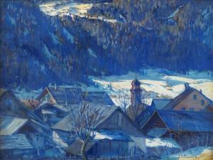 KELLNER Joseph 1876,Alpine village scene in winter,Rosebery's GB 2017-06-28