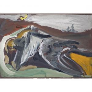 KELLOGG Jean 1910-1995,Untitled (Birds and Moon),1955,Clars Auction Gallery US 2023-01-13