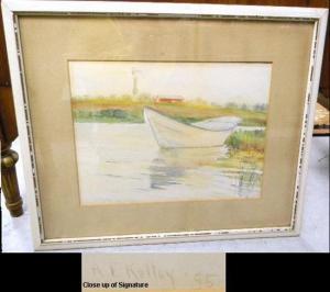 KELLY A. Elizabeth 1877-1946,depicts dingy boat,1895,Winter Associates US 2011-01-17