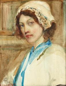 KELLY A. Elizabeth 1877-1946,Portrait of a Young Woman,Webb's NZ 2015-05-28