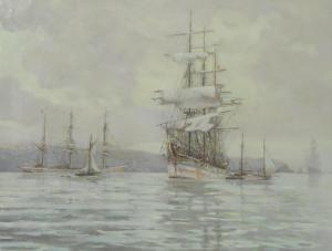 KELSEY Frank 1887-1923,Frigates at anchor,Great Western GB 2022-09-21