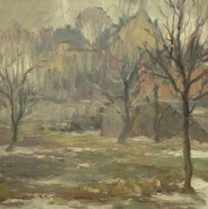 KEMERS Miervaldis 1902-1980,City. Sketch with trees,Antonija LV 2022-03-12