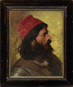 KEMMER Otto 1853-1931,Profilbildnis eines bärtigen Mannes mit roter Kappe,Schloss DE 2015-11-28