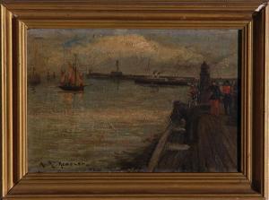 KEMPLEN ALFRED R 1897-1907,DOCK SCENE WITH FIGURES,Charlton Hall US 2017-07-20