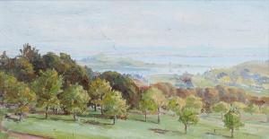 KENDON Bessie 1880-1984,Mangere Harbour & Pa from One Tree Hill,Webb's NZ 2023-01-18