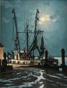 KENDRICK III JAMES L 1946-2013,Moonlit Shrimp Trawler Boat,1986,Simpson Galleries US 2020-02-15