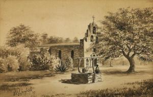 KENDRICK Will A 1889-1969,Spanish Mission in Texas,1927,Altermann Gallery US 2016-08-12