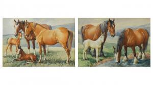KENNEDY Albert Ernest 1883-1963,Horses with foals,1950,Cheffins GB 2021-09-29