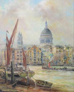 Kennedy Andrew F 1800-1800,barges near St Paul's Cathedral, London,Gilding's GB 2023-02-07
