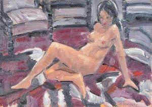 KENNEDY D,RECLINING NUDE STUDY,Ross's Auctioneers and values IE 2017-03-29